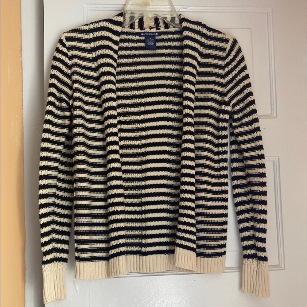 Architect Black and Cream Opened Cardigan Sweater S